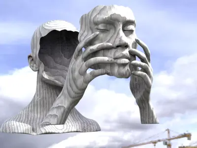 Garden Face sculpture face larger  3D model