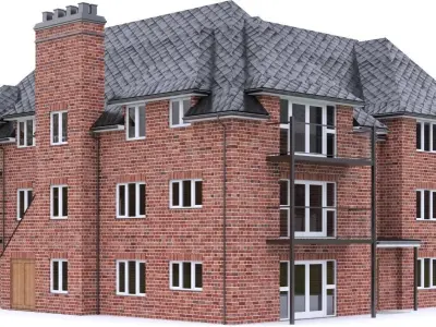 English Brick House 02 Low-poly 3D model