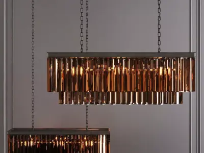 RH 1920S ODEON FRINGE RECTANGULAR CHANDELIER 40 Black 3D model