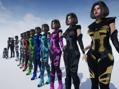 Sci-Fi Girl Low-poly 3D model