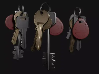 Realistic Keys and RFID Tags Game Ready Low Poly 3D Model Low-poly 3D model