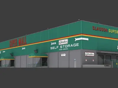 Slauson Super Mall Building Low-poly 3D model