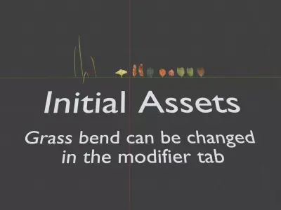Grass and leaves package with 2 Geometry nodes for Blender Low-poly 3D model