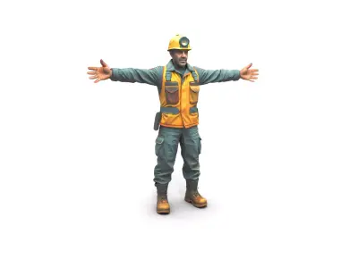 Underground Miner Character with Coal Dust Low-poly 3D model
