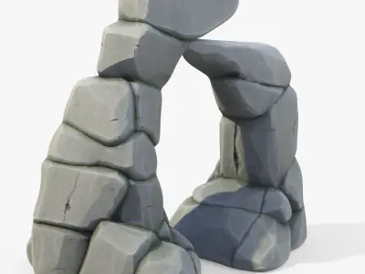 Stylized Rock Cliff Stone Gate Low-poly 3D model