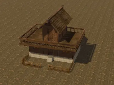 Medieval house eight 8 Low-poly 3D model