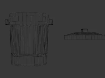 Trash can with a lid Low-poly 3D model