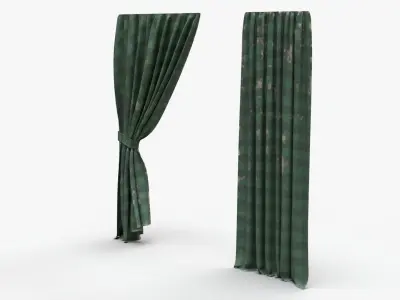 4K Damaged Old Curtain Low-poly 3D model