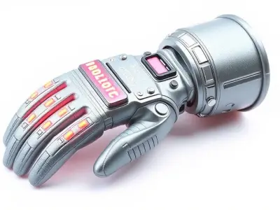 Futuristic Robotic Glove Model Pack with LED Lights Low-poly 3D model