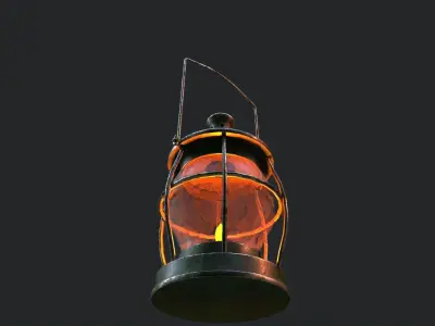 Stylized medieval kerosene lamp Low-poly 3D model
