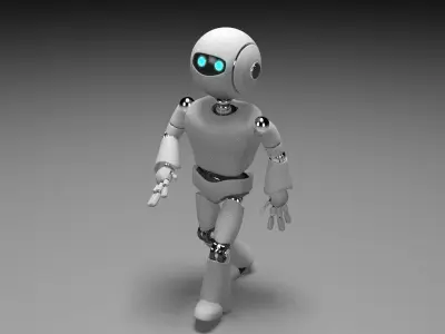 Rigged robot character Low-poly 3D model