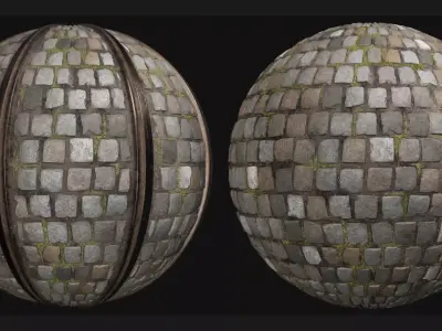 COBBLESTONE RAILWAY PBR SEAMLESS GROUND TEXTURE 3D model