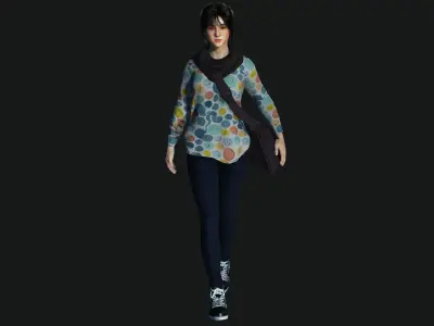 AAA 3D BEAUTIFUL TEENAGE GIRL CASUAL -REALISTIC CHARACTER Low-poly 3D model