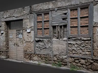 Old Abandoned Stone Wall Low-poly 3D model