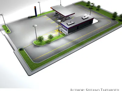 Gas station 3D model