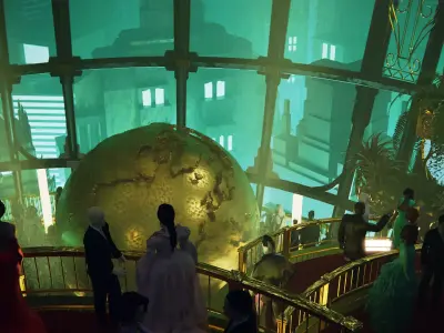 Rapture futuristic building with people in it 3D model