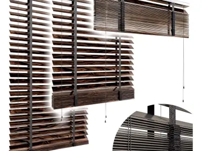 Jalousie set of wooden blinds 3D model