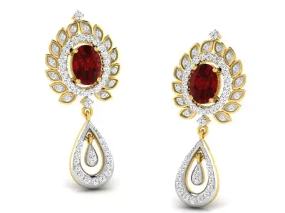 Gold Diamond Women Earring 3D print Model 3D print model 99