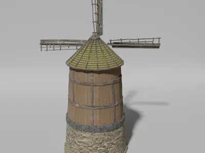 Medieval  windmill Low-poly 3D model