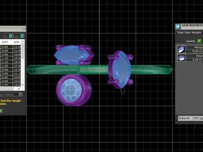 Three Stone Light Weight Band Ring 3D print model shop