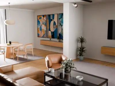 White Apartment Interior Scene 3D model
