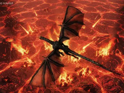  Fantasy Dragon Flying Animated Rigged For Maya 