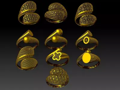 10 BEAUTIFUL LIGHT WEIGHT RINGS READY TO PRINT 3D Model Pack purchase