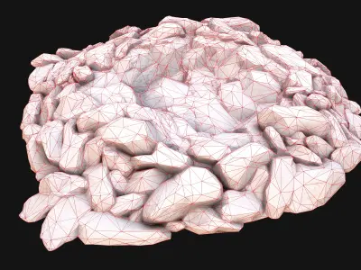 Stone and Rocks Mineral Ore Deposits Pile  Low-poly 3D model