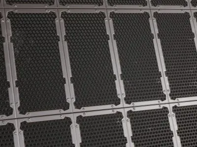 Dark Perforated Round Mesh Panel PBR SEAMLESS Texture