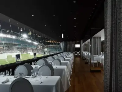 Luxurious Vip Restaurant With A View To Football Stadium  3D model