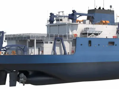  Heavy Icebreaking Research Vessel Blue White Rigged 