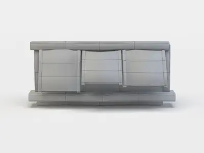 WIndows wooden shelf with shelves Low-poly 3D model