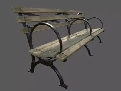 VR Park Bench Low-poly 3D model