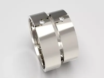 CenterLine Duo Wedding Ring Set 3D print model