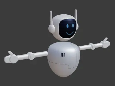 Robot Character Rigged Low-poly 3D model