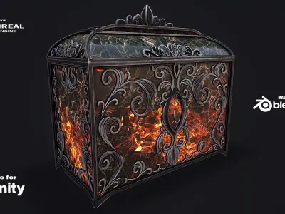 Fantasy Chest game ready 3d model Low-poly 3D model