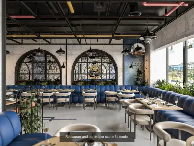 Restaurants scenes 3d model collection 3D Model Pack