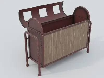 Dumpster PBR model metal bookcase with wooden top Low-poly 3D model