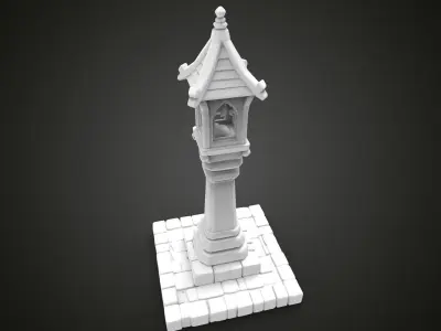 medieval urban stone lantern 6 3D print model