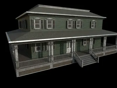 Horror House  and  Furniture Pack Low-poly 3D model