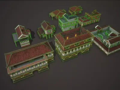 Ancient house Pack Low-poly 3D model