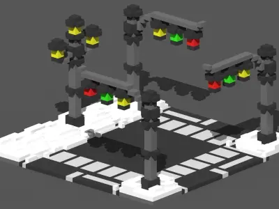 Xmas Road Voxel - 3 Low-poly 3D model