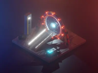 stargate low poly model render in blender  Low-poly 3D model