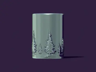  candle with a picture of fir trees 3D print model