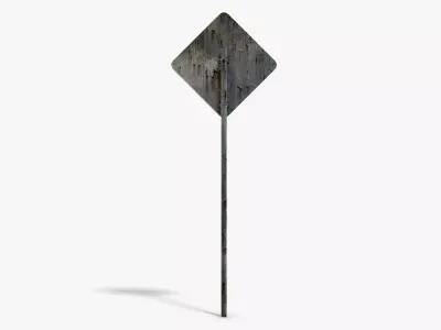 Damaged Pedestrian Sign Low-poly 3D model