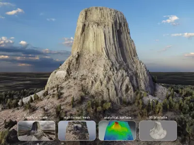Devil Tower Multipurpose 3D Terrain Model 3D model