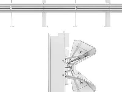 Guard-Rail-01 metal barrier with stripes 3D model