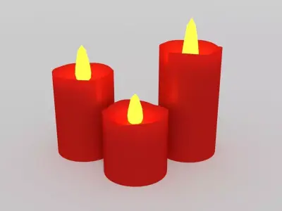 Candles candle in shape of heart Low-poly 3D model