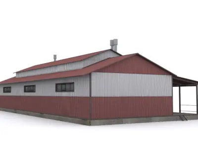 Warehouse house Low-poly 3D model