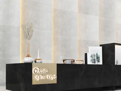 Reception03 reception desk with lights 3D model